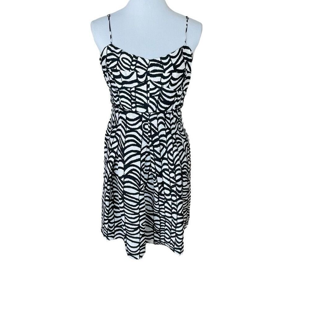 Lafayette 148 New York Black and Cream Silk Mini Dress Size 8